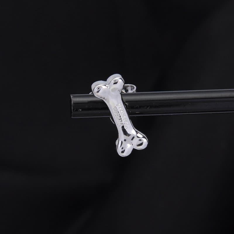 White gold glossy small bone earrings