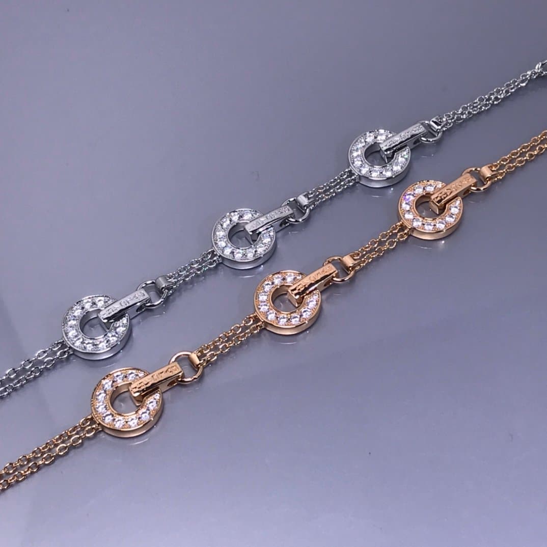 Three copper coin bracelet with diamonds