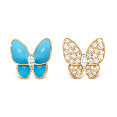 Gold turquoise full stone butterfly earrings